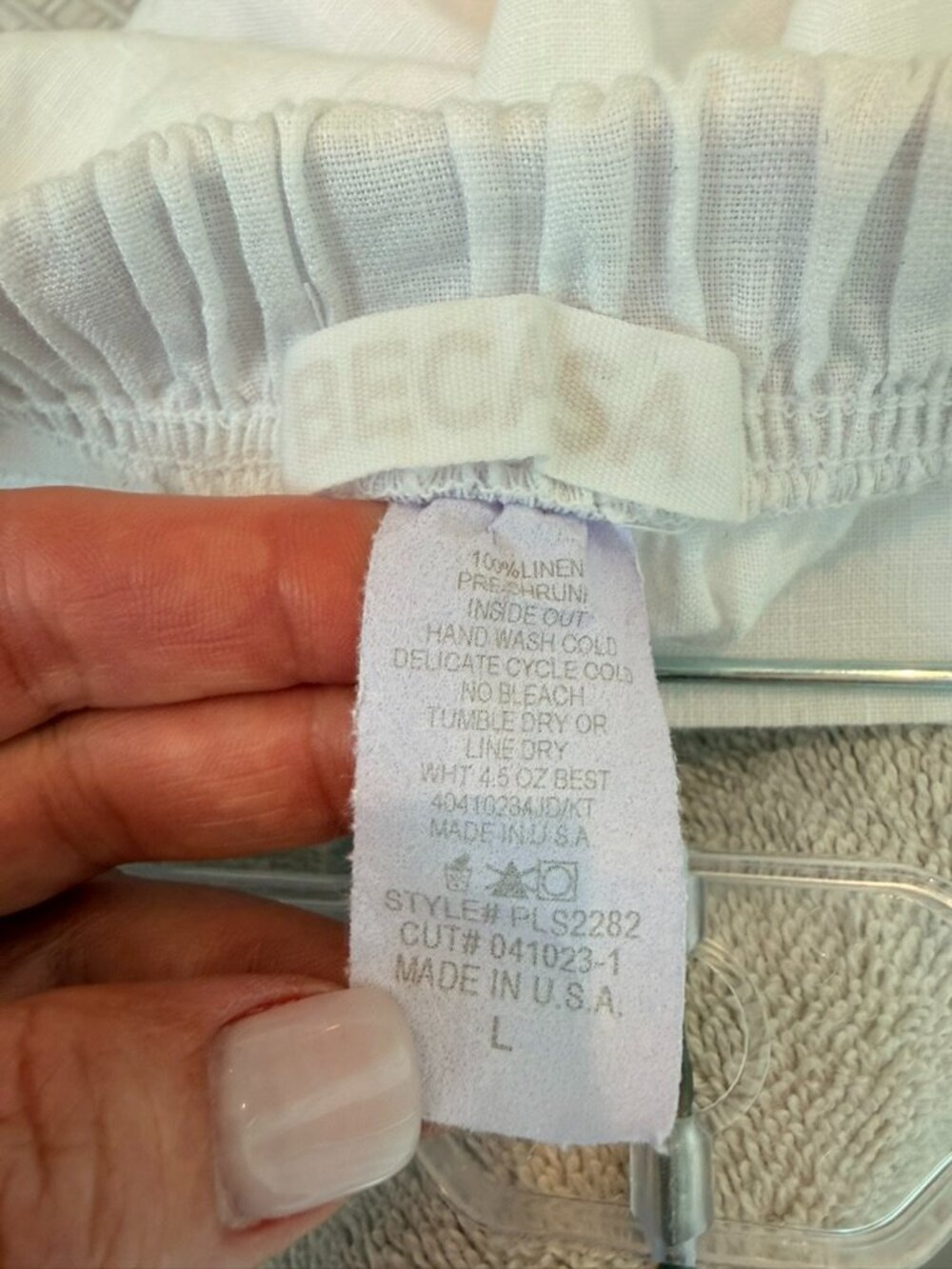 BECASA White 100% Linen Cargo Midi Skirt | Made in USA | Size Large - Picture 4 of 4